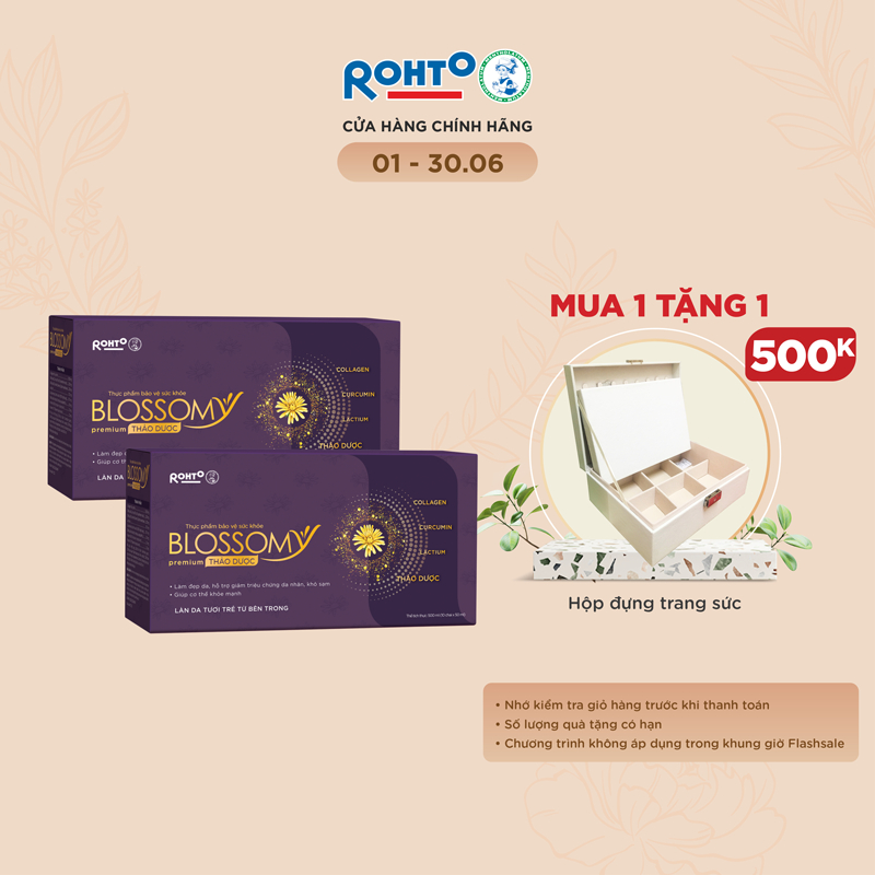 [VB] Bộ 2 hộp Thực phẩm collagen uống hệ thảo dược Rohto Blossomy Premium (hộp 10 chai x 50ml)