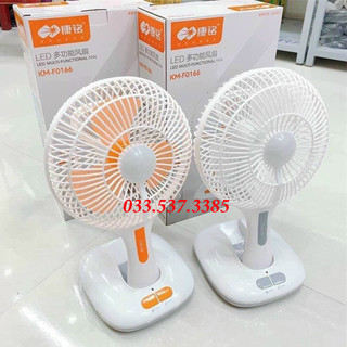 Quạt tích điện đa năng, quạt cầm tay KM 0166 tích hợp 2 chế độ gió