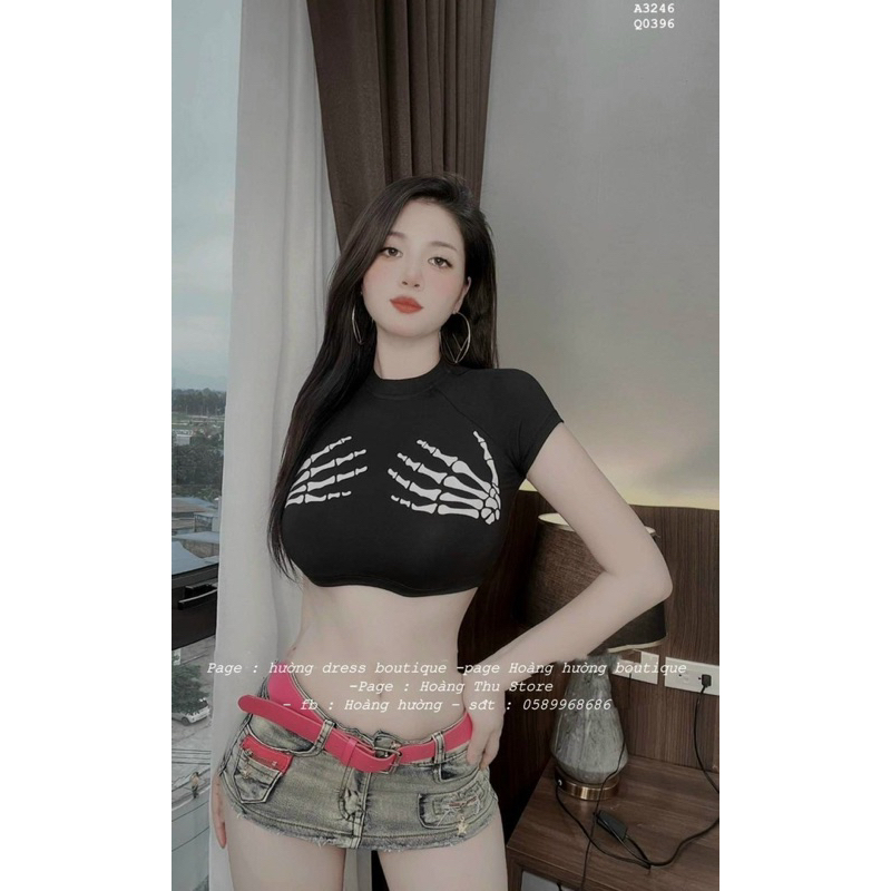 ÁO CROPTOP IN HÌNH BÀN TAY / CHỮ