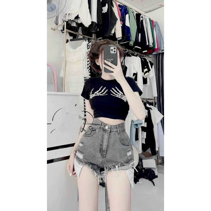 ÁO CROPTOP IN HÌNH BÀN TAY / CHỮ