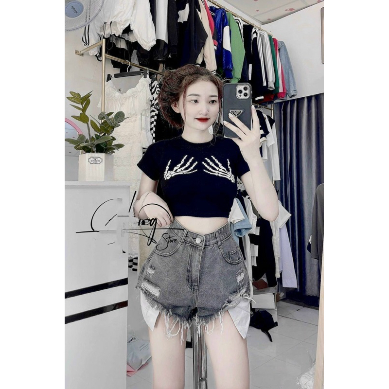 ÁO CROPTOP IN HÌNH BÀN TAY / CHỮ