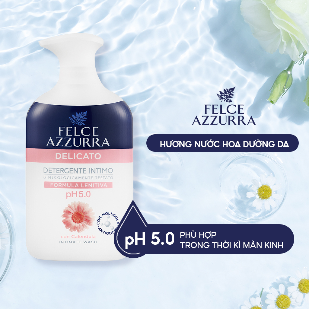 Dung dịch vệ sinh phụ nữ độ pH 5.0 dành cho kỳ mãn kinh Felce Azzurra hương nước hoa