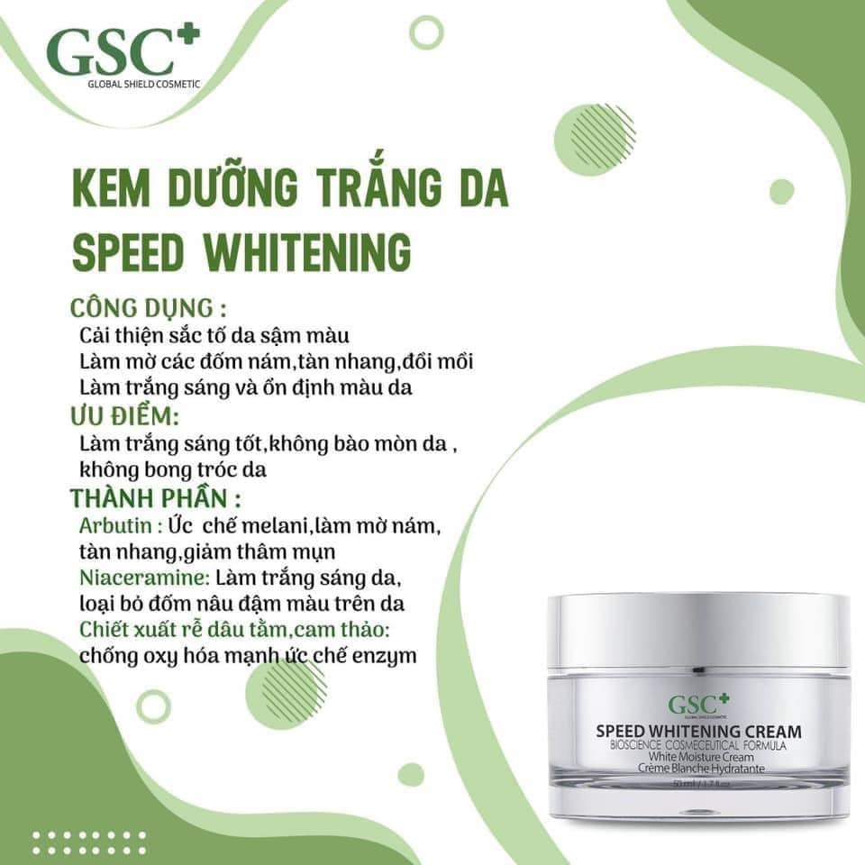 Kem dưỡng trắng da mặt GSC Speed Whitening Cream - Giảm thâm, nám, làm đều màu da, Dưỡng da sáng mịn