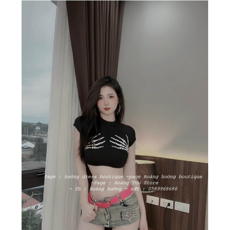 ÁO CROPTOP IN HÌNH BÀN TAY / CHỮ