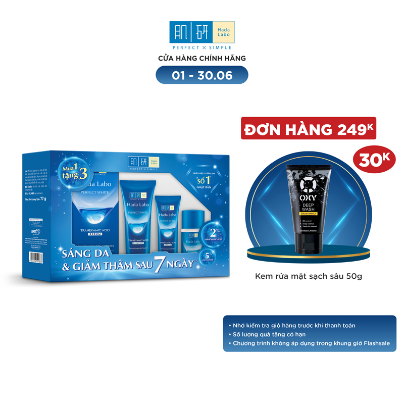 Hộp quà Serum dưỡng trắng da tối ưu Hada Labo Perfect White Tranexamic Acid Serum 30ml