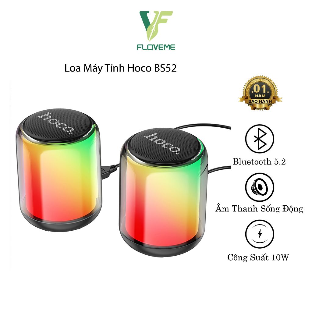 Loa Bluetooth Hoco BS56, Hiệu Ứng Ánh Sáng Nhịp Điệu Theo Nhạc, Kết Nối Với Máy Tính, Điện Thoại, Âm Thanh Sống Động.