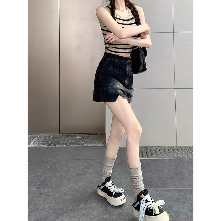 Chân Váy Jeans Nữ Chữ A Túi Trước 🦋 Váy Bò Nữ Trơn Cạp Cao 2 Màu Full Size 🦋