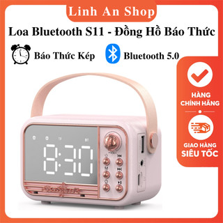 Loa bluetooth s11 - loa decor có đồng hồ báo thức - màn hình gương - chế độ báo thức kép - cổng sạc type-c