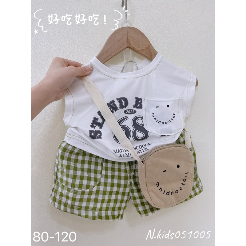 Bộ 3 chi tiết quần kẻ có túi