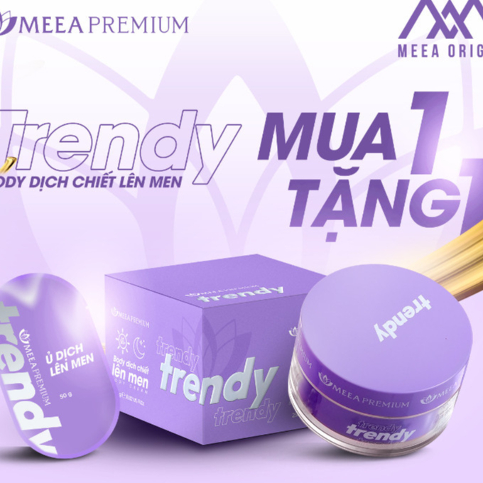Kem body trendy tím MEEA dưỡng trắng da body, kem dưỡng ẩm body nâng tone da kích trắng mờ thâm tặng gói ủ trắng 250g