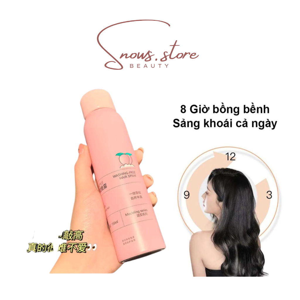 Dầu Gội Khô Hương Đào Màu Hồng Xịt Tóc Giúp Tóc Mượt Mà Bồng Bềnh Không Gây Khô Tóc 150ml