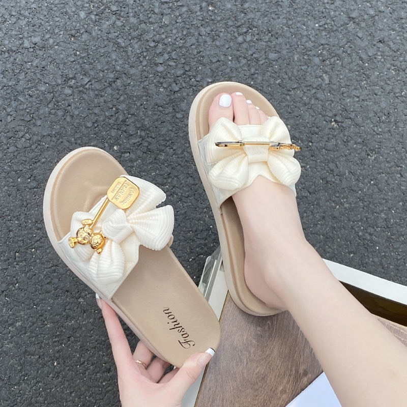 Dép nữ quai ngang đính nơ màu patsel siêu đẹp , Dép Sandal nữ đế tăng chiều cao