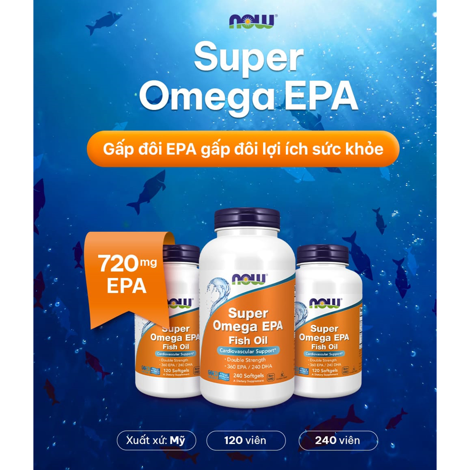 Dầu cá NOW Super Omega EPA | Fish Oil | 360 EPA / 240 DHA nhập khẩu Mỹ - Gymstore