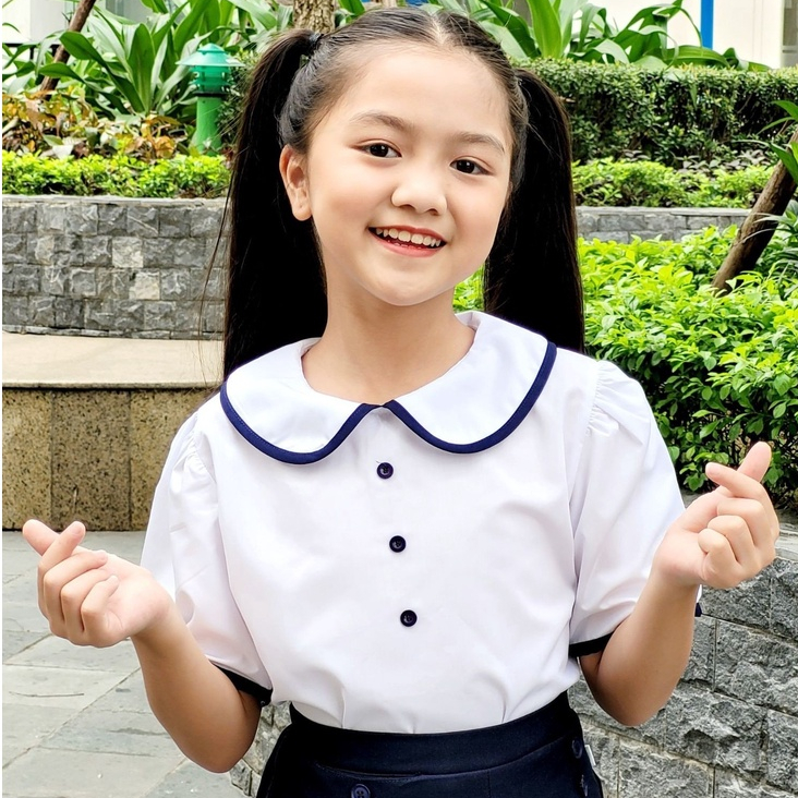 Áo sơ mi chất liệu cotton đồng phục học sinh nữ Jadiny