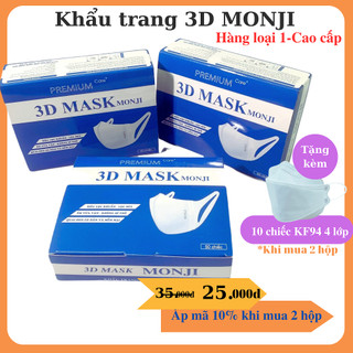 Khẩu trang 3d Monji LOẠI 1 hộp 50 cái dành cho người mặt nhỏ ôm sát mặt.