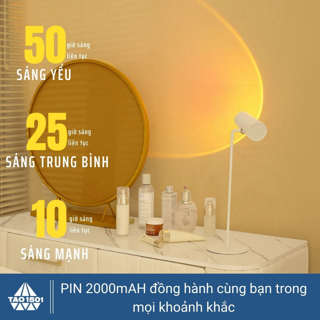 Đèn Bàn Học Tích Điện đa năng TAO1501 BA015- Đèn Bàn Học Đèn Hoàng Hôn Livestream Đèn Pin Tích Điện 2000mAh Sạc Nhanh