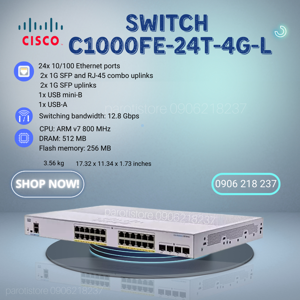 Thiết bị chuyển mạch Switch CISCO C1000FE-24T-4G-L 24 port 10/100Mbps _Hàng chính hãng