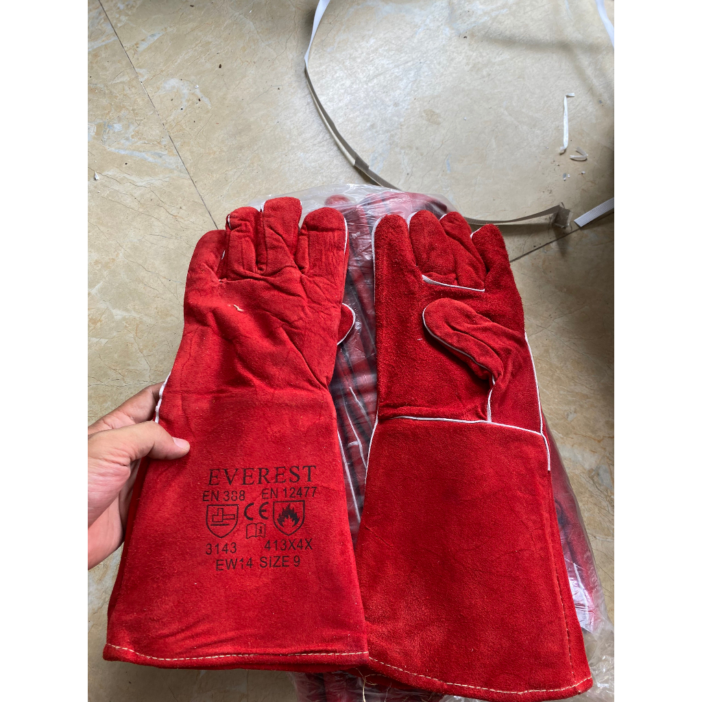 Găng tay da hàn Everest, Găng tay hàn 2 lớp, Găng tay chống nóng, Găng tay da hàn 16in