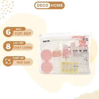 Bộ chiết mỹ phẩm mini du lịch bằng nhựa đựng trong túi zip kéo khóa tiện lợi nhiều màu sắc 6 món