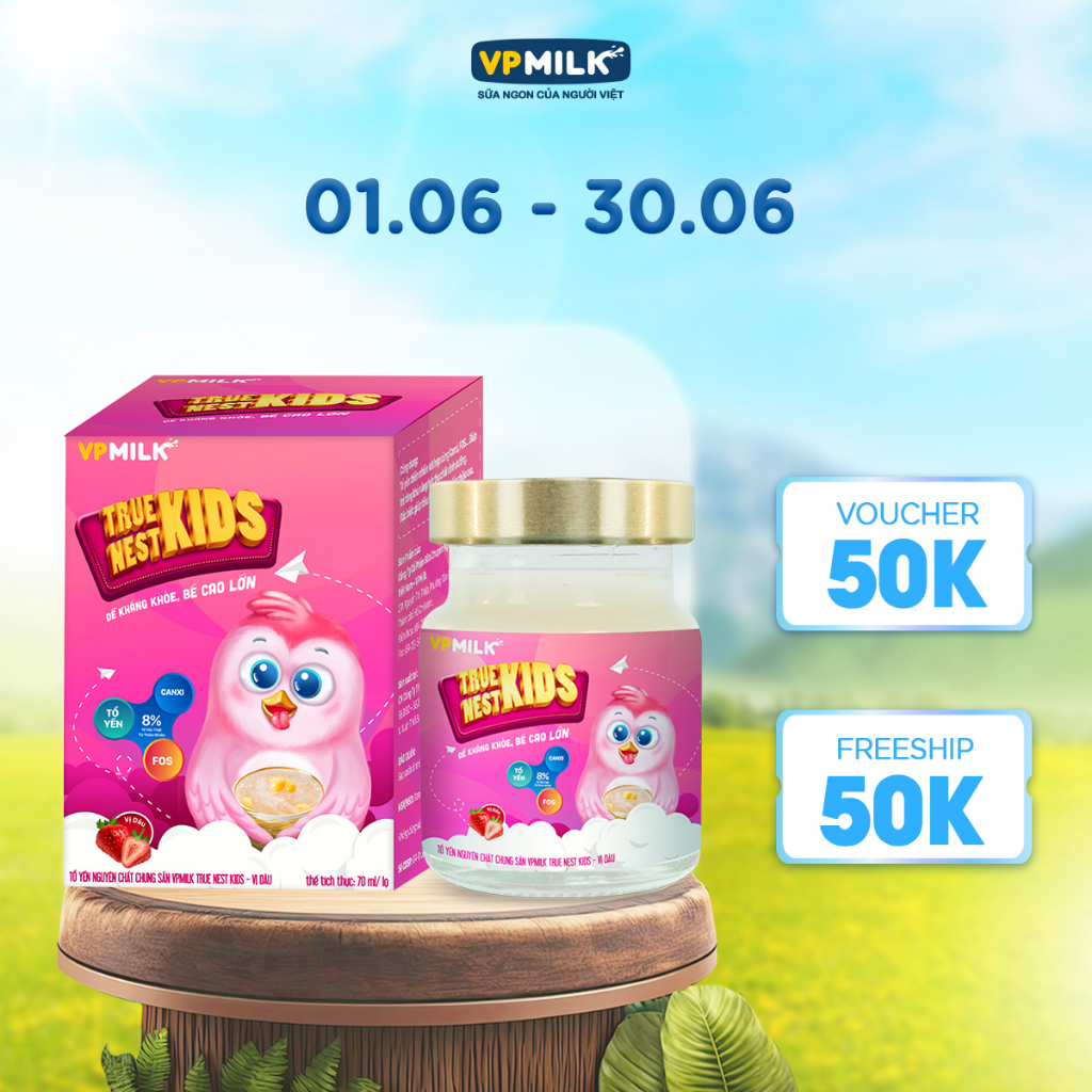 Tổ yến nguyên chất chưng sẵn VPMilk True Nest Kids (hộp 1 lọ x 70 ml)