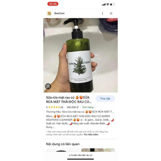 SỮA RỬA MẶT RAU CỦ THẢI ĐỘC