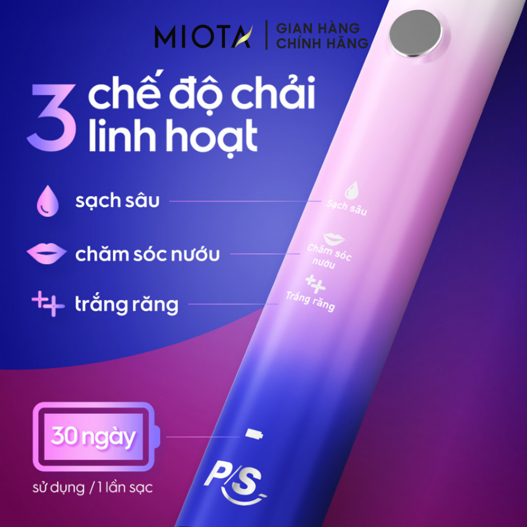 Bàn Chải Điện P/S S100 PRO - Công Nghệ Sóng Âm, Chải Sạch Mảng Bám Tới 10X