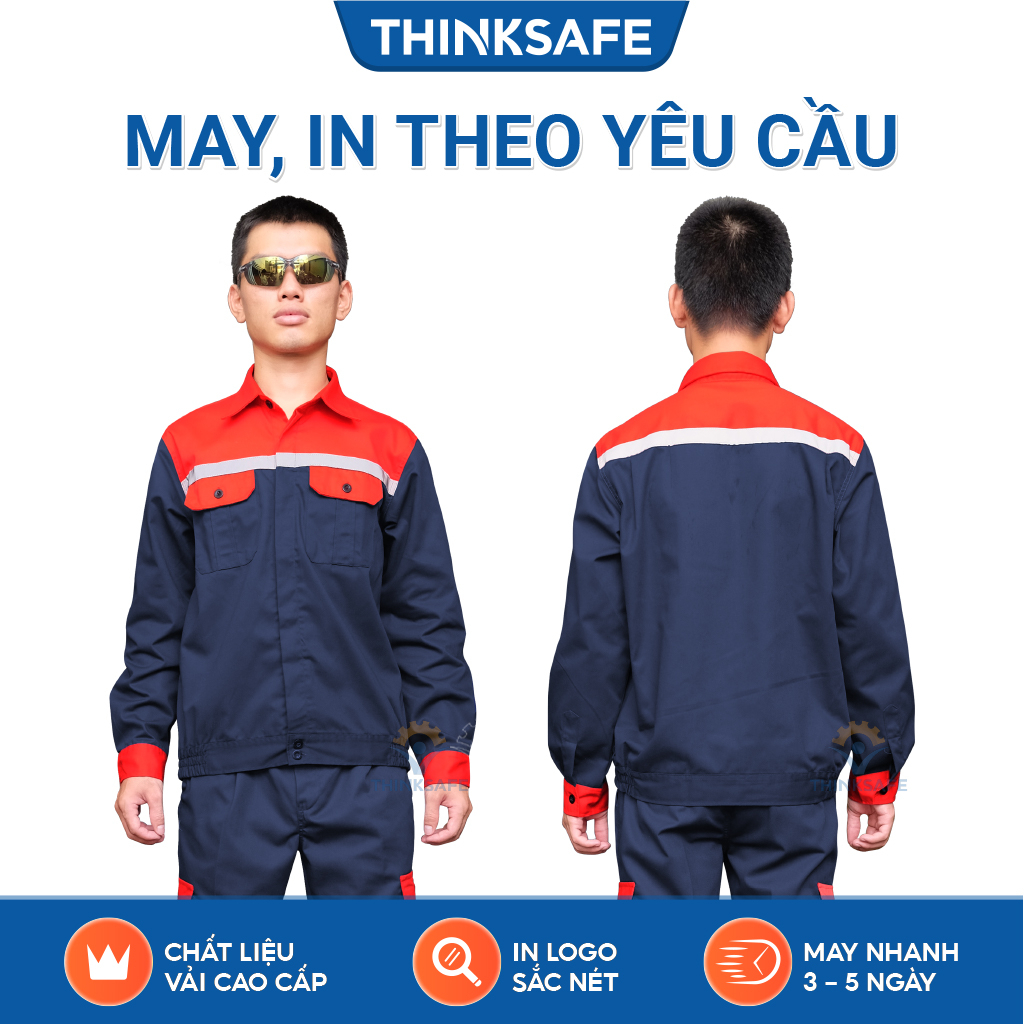 Quần áo bảo hộ lao động Thinksafe kỹ sư công nhân túi hộp thoải mái thoáng mát, đồ bảo hộ lao động thấm hút mồ hôi DN14