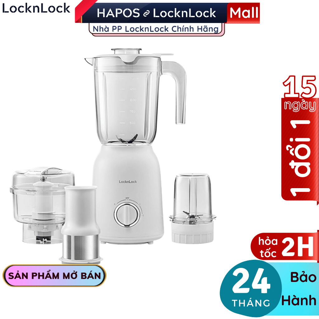 Máy xay sinh tố đa năng Lock&lock Multi Blender 1.5L - Màu trắng EJM416WHT - HAPOS