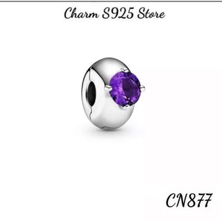 CHARM PAN ALE KHOÁ CHẶN ĐÍNH ĐÁ TÍM BẠC S925 THUẦN KHIẾT HÀNG CAO CẤP