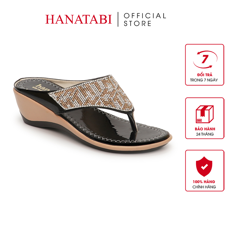 Dép Kẹp Nữ Hanatabi Quai Xoàn Đế Xuồng Cao 5cm Mã HNDEK5F826