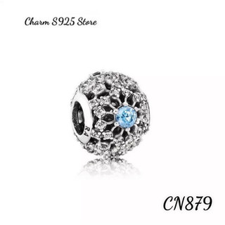 charm pan hoa tuyết đính đá trắng xanh bạc s925 cao cấp