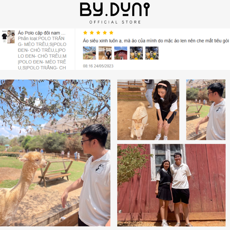 Áo Polo cặp đôi nam nữ form rộng Local Brand tay lỡ unisex, áo cặp bạn thân vải cotton By.Duni hình CHÓ MÈO NÉM TUYẾT