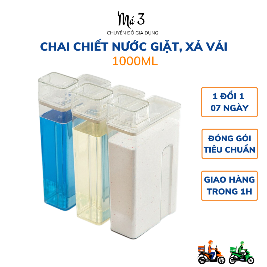Chai chiết nước giặt xả quần áo, bình chiết nước giặt xả trong suốt 1L