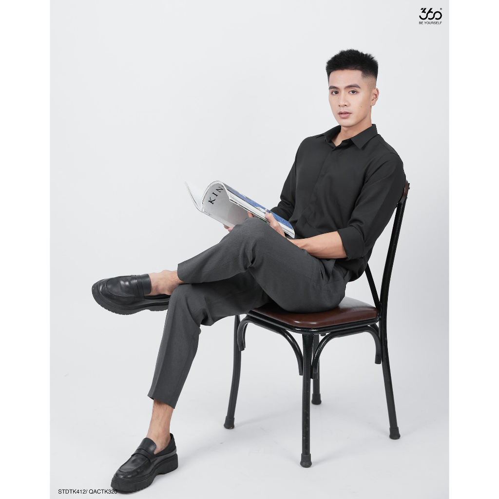 Áo sơ mi nam dài tay cổ bẻ thương hiệu 360 Boutique dài tay chất liệu vải sợi cafe cao cấp - STDTK412