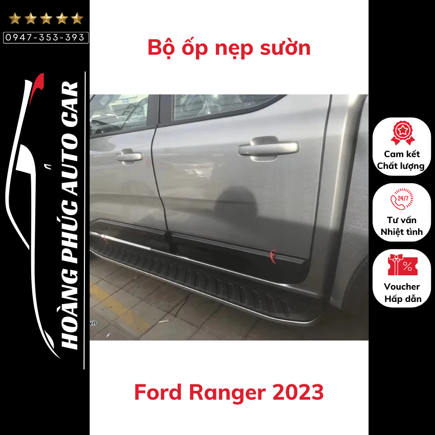 Ốp, nẹp sườn Ford Ranger 2023 nhựa ABS cao cấp phong cách sang trọng, mạnh mẽ