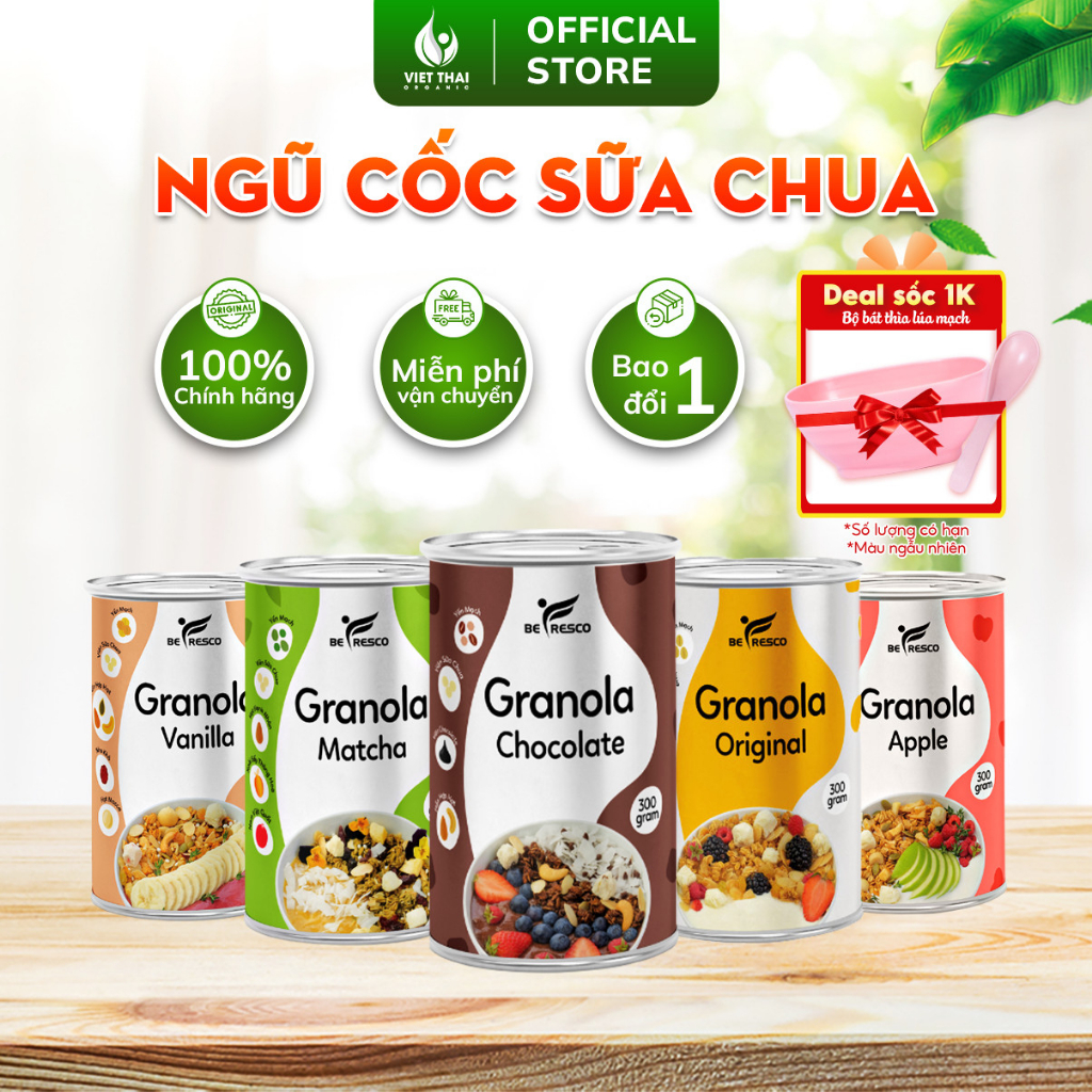 Ngũ Cốc Granola Giảm Cân Ăn Kiêng Mix Sữa Chua Sấy Khô Siêu Ngon Befresco (300G)
