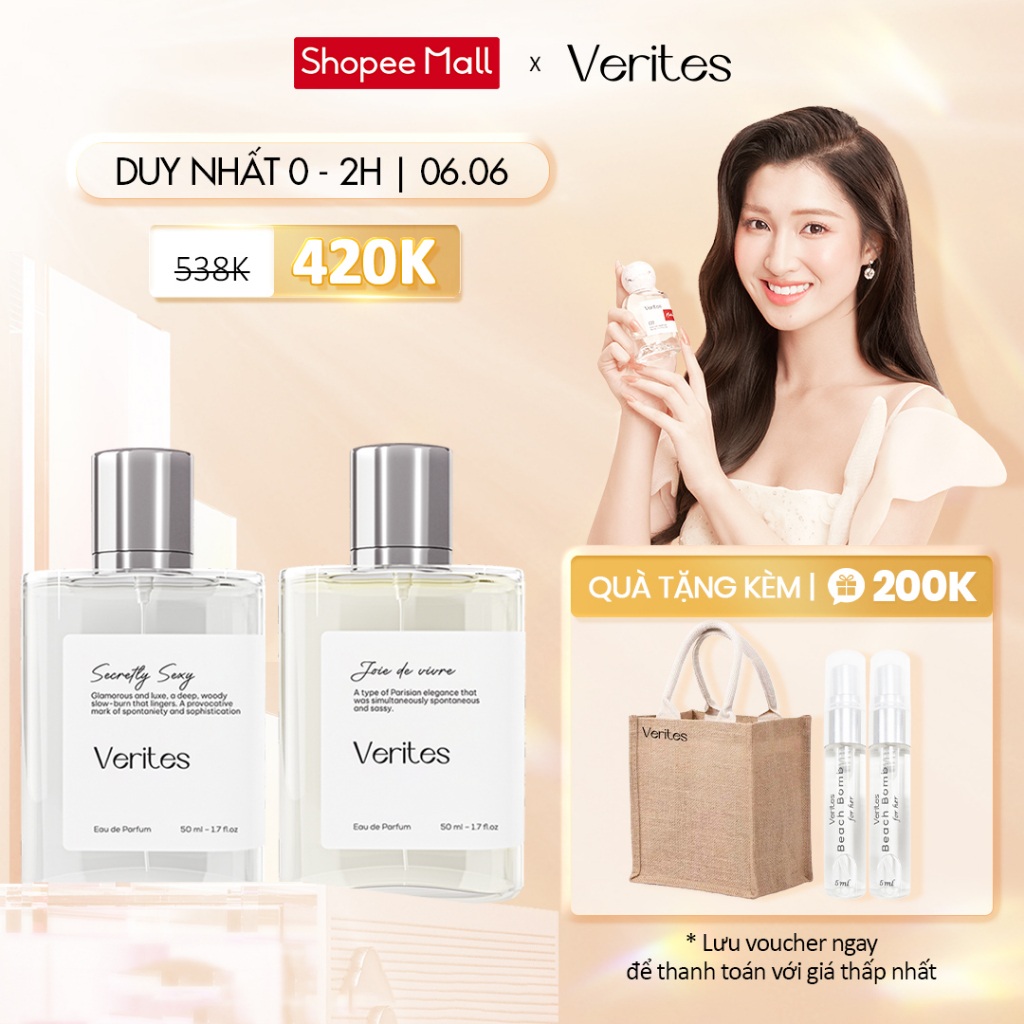 Combo 2 Nước Hoa Nữ VERITES Secretly Sexy và Joie De Vivre 50ml x2