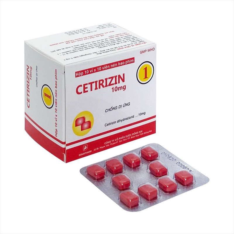 Cetirizin 10 mg viên uống giảm ngứa, mề đây