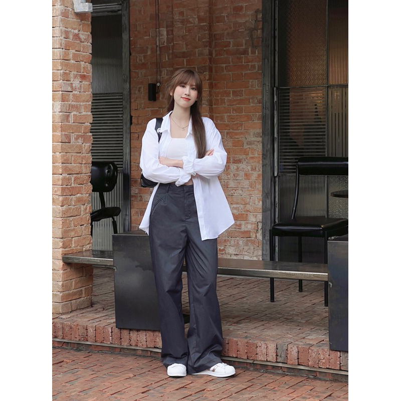 UIMEECLOSET - Quần tây suông túi mổ Heli trousers chất cotton denim