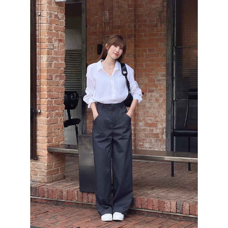 UIMEECLOSET - Quần tây suông túi mổ Heli trousers chất cotton denim