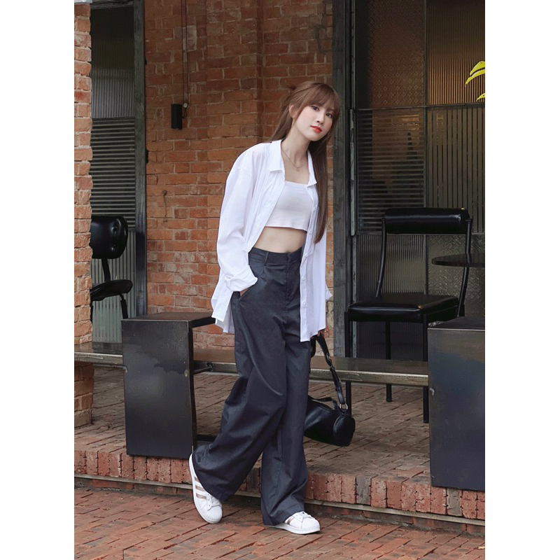 UIMEECLOSET - Quần tây suông túi mổ Heli trousers chất cotton denim