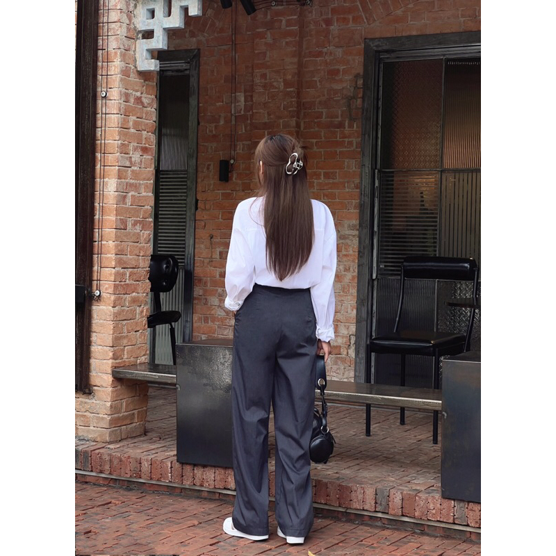 UIMEECLOSET - Quần tây suông túi mổ Heli trousers chất cotton denim