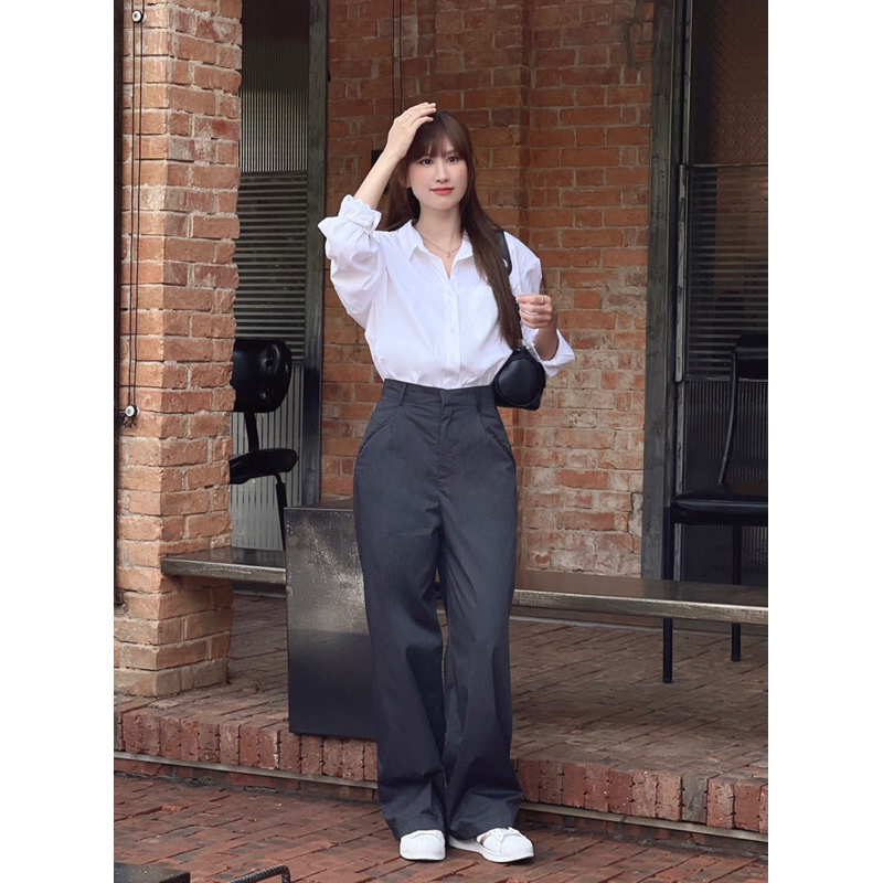 UIMEECLOSET - Quần tây suông túi mổ Heli trousers chất cotton denim