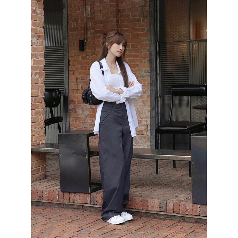 UIMEECLOSET - Quần tây suông túi mổ Heli trousers chất cotton denim