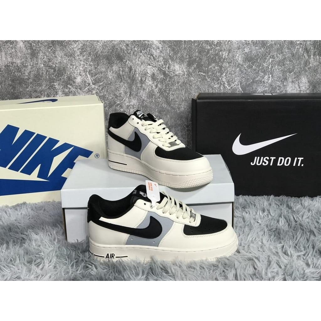 Giày _Nike Air Force 1 mũi đen nam nữ, giày AF1 White Black bản S.Cấp Trung full phụ kiện
