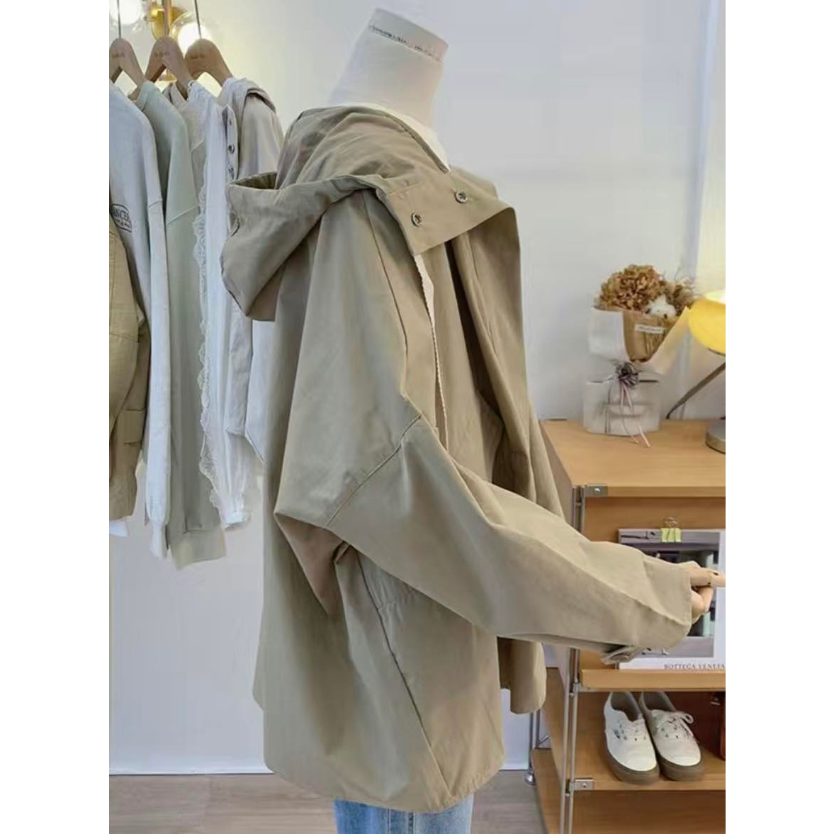 Áo khoác dù trơn dây rút /form rộng unisex