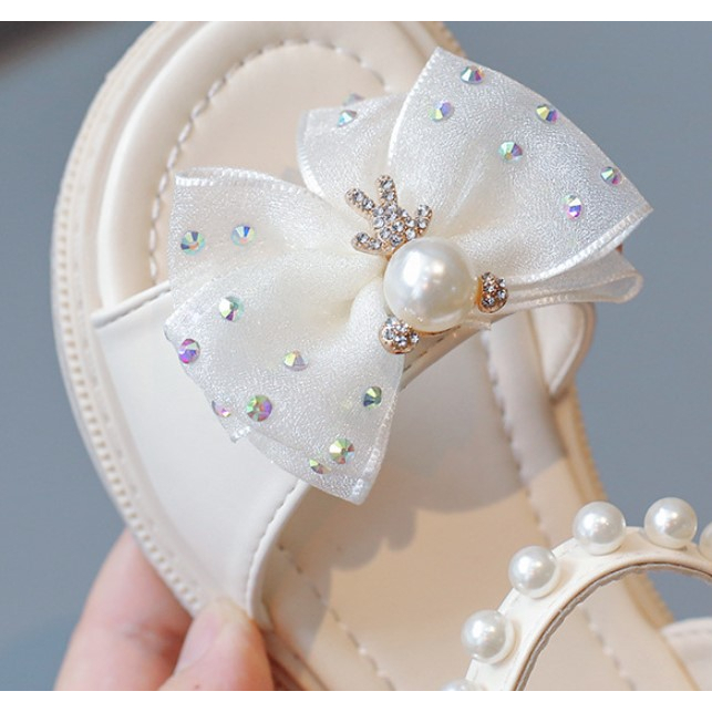 Dép Quai Hậu Bé Gái Công Chúa Đính Nơ Voan Hình Gấu  Xinh Xắn Thời Trang Size 26-36