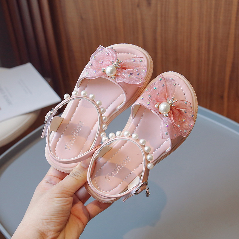 Dép Quai Hậu Bé Gái Công Chúa Đính Nơ Voan Hình Gấu  Xinh Xắn Thời Trang Size 26-36