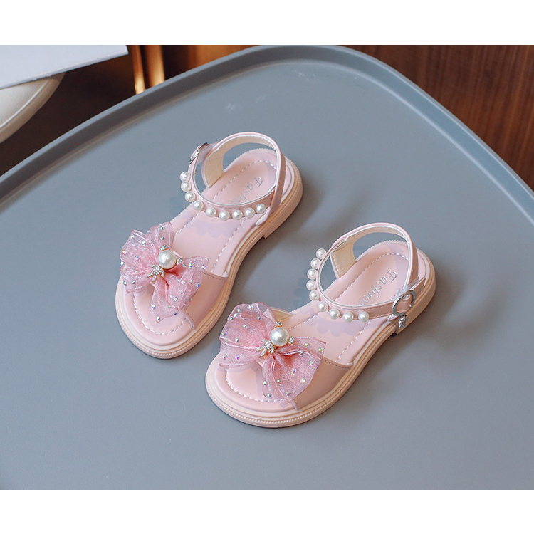 Dép Quai Hậu Bé Gái Công Chúa Đính Nơ Voan Hình Gấu  Xinh Xắn Thời Trang Size 26-36