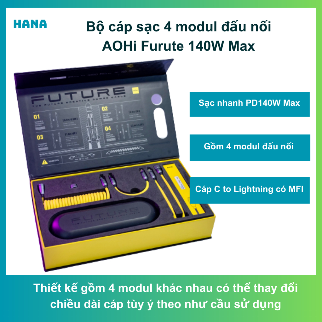 BỘ CÁP SẠC NHANH MODUL AOHI 140W FUTURE - BẢO HÀNG 6 THÁNG